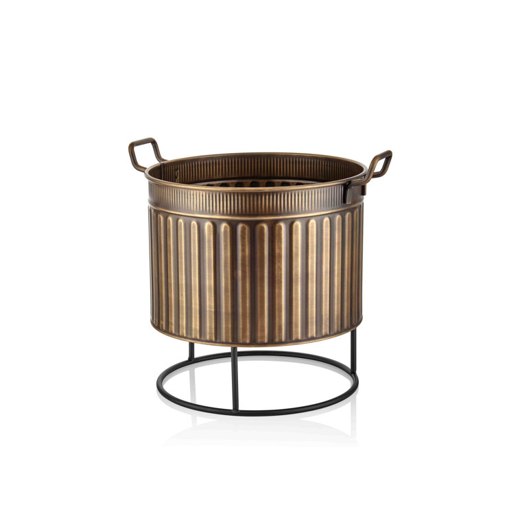 August Grove Metal Outdoor Plant Pot Wayfair.co.uk